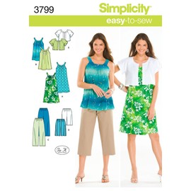 Simplicity Easy To Sew Women's Dress, Tunic, Cropped Pants, City Shorts, and Jacket Sewing Patterns, Sizes M-XXL