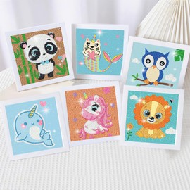 DIYGEMDOT 6 Pack Diamond Art Kits for Kids, Cute Animals Diamond Painting Sets for Girls & Boys, DIY 5D Gem Art Painting for Ages 6-7-8-9-10-11-12, 6+ Year Old Girl Birthday Gifts & Crafts (6X6 in)