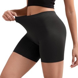 INNERSY Women's Slip Shorts for Under Dresses Seamless Anti Chafing Shorts 6.7" Inseam 1-Pack((1-Pack) Black,Medium)