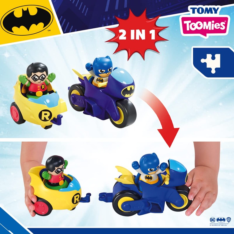 Toomies rocco giocattoli prima infanzia dc batcycle 2 in 1,