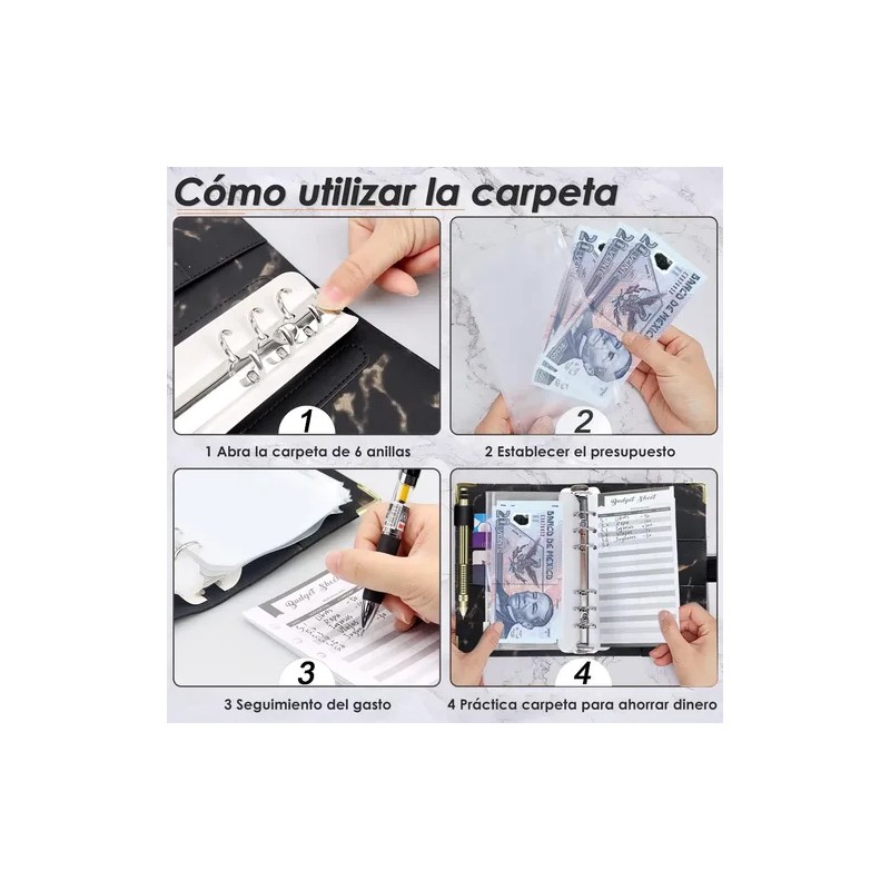 28 Piezas Carpeta Cuaderno A6, Organizador De Dinero