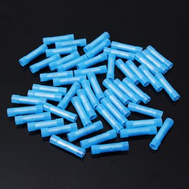 225FWY 100 pcs Pack 16-14 AWG GA. Wire Blue Nylon Butt Connectors Crimp Terminals Alarm