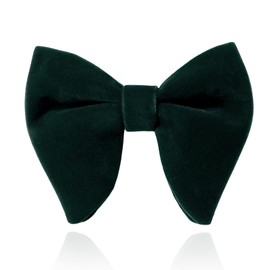 HOULIFE Velvet Bow Tie for Men – Adjustable Pre-tied Bowtie, Solid Colour Big Butterfly Bow Ties for Groom Wedding Party Formal with Gift Box, Dark Green
