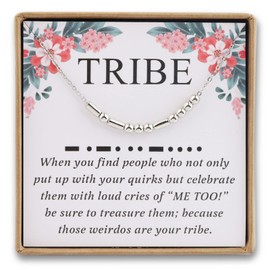 Tribe Morse Code Necklace Find Your Tribe Valentines Gift for Best Friends Girls Weekend Gift (Tribe Code -N CA)
