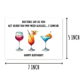 ABNSDesigns Doctors Say As You Get Older Card - Wine Lovers - Cocktail-Themed - Hilarious Birthday - Sarcastic Greeting Card