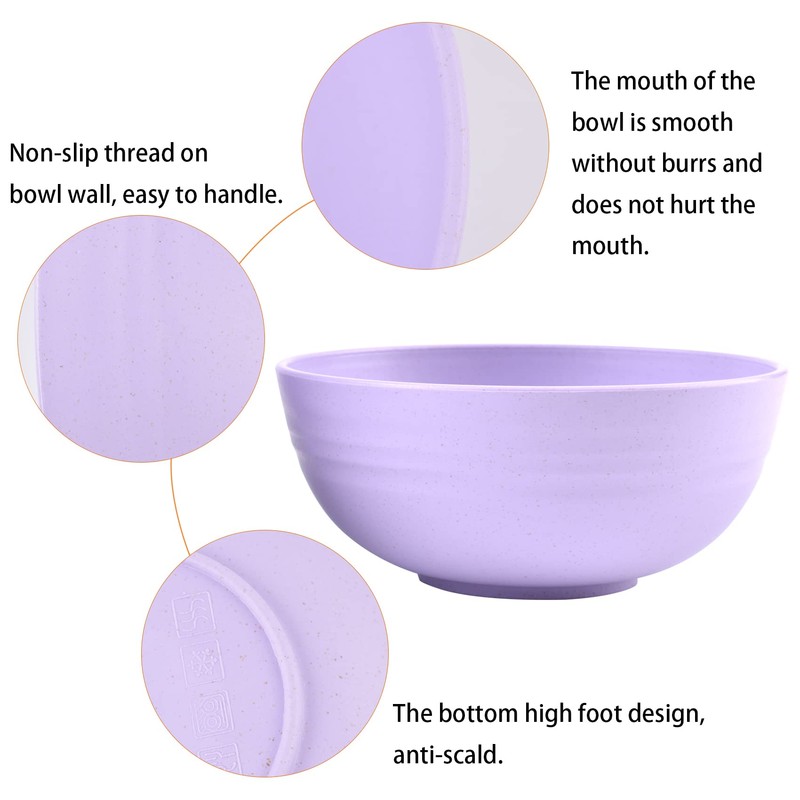Cuayaes 5Pcs Unbreakable Cereal Bowls, 18 Oz Lightweight Wheat Straw