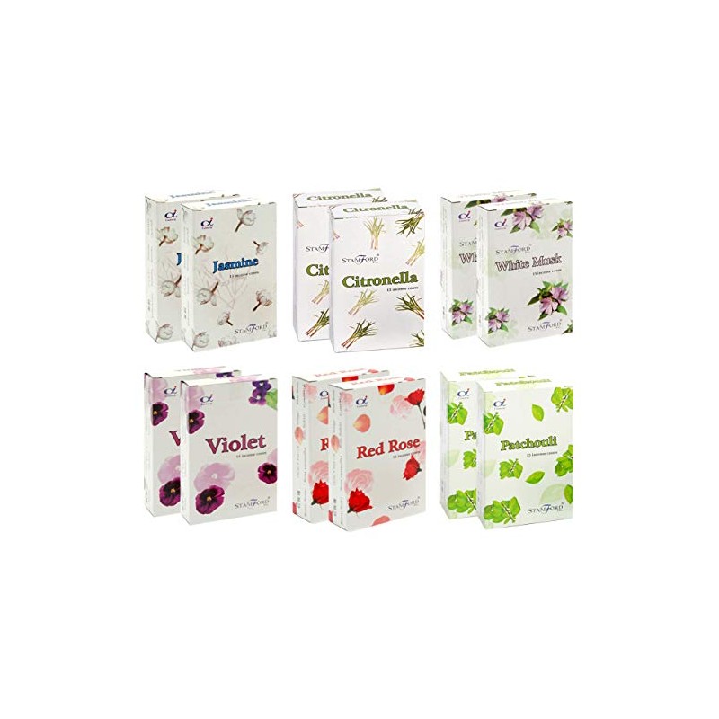Stamford 37356 Floral Variety Set Incense Cones-12 Packs x 15