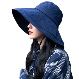 UV Protection Hat, Wide Brim, Small Face Effect, Velcro Adjustment, Chin Strap, Prevents Blowing from the Wind, UV Protection, Women's Hat, Large Size, Foldable, Portable, Outdoors, Bicycle, Spring and Summer, Sun Protection, Scara Hat