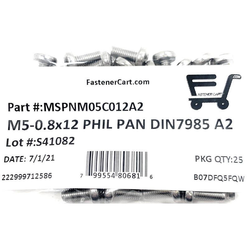 M5-0.8 x 12 Stainless Steel Phillips Pan Head Machine Screw