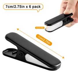 komstuon 6 Pack Bulldog Clips Paper Clips with Silica, Thickened and Strong Iron Clips for Collation of Information, Documentation(Black)