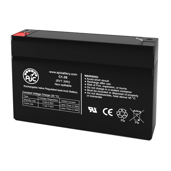 AJC Battery Compatible with Universal Power Group UB613 6V 1.3Ah Sealed Lead Acid Battery