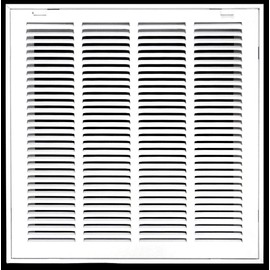16" X 16" Steel Return Air Filter Grille for 1" Filter - Easy Plastic Tabs for Removable Face/Door - HVAC Duct Cover - Flat Stamped Face - White [Outer Dimensions: 17.75 X 17.75]