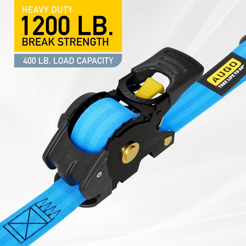AUGO Retractable Ratchet Straps | 2 Heavy Duty Ratchet Straps