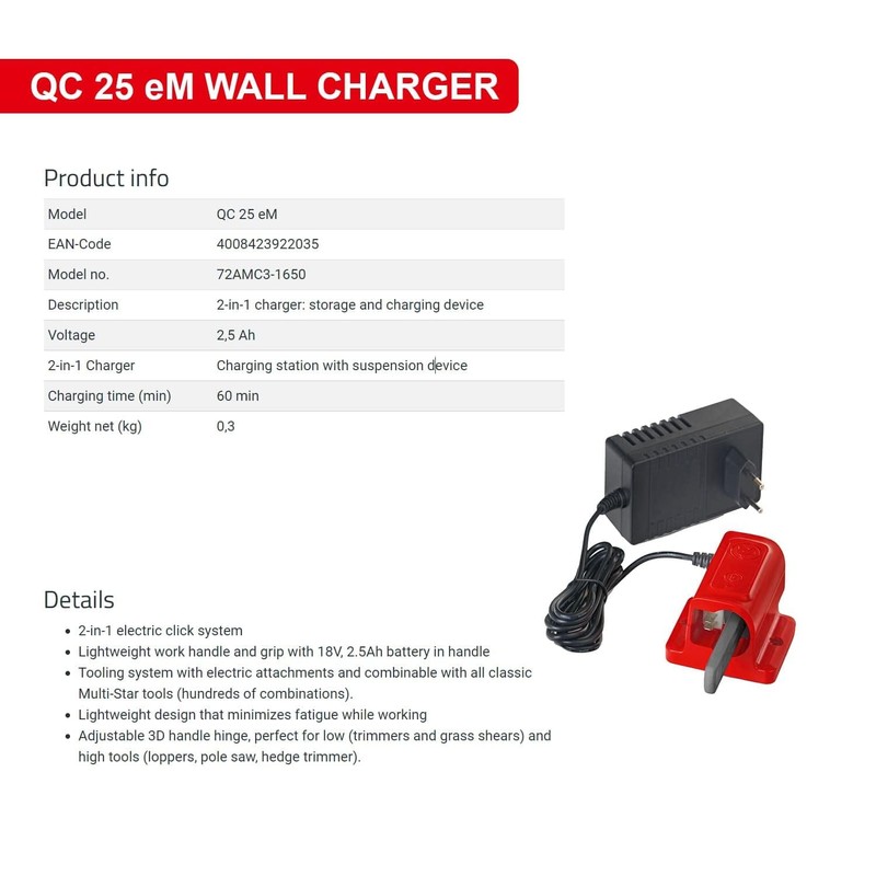 WOLF Garten e-Multi-Star™ Wall Charging Station QC 25 eM |