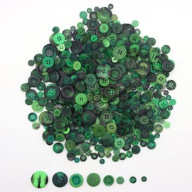 Wepetyo 660 Pcs Resin Buttons Assorted Sizes 2 and 4 Holes Round Craft Buttons for Adult Sewing,Kids Manual Button Painting,DIY Crafts(Green)