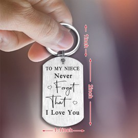 Yobent To My Niece Gifts from Auntie Aunt, Never Forget That I Love You Niece Birthday Keychain for School College Graduation