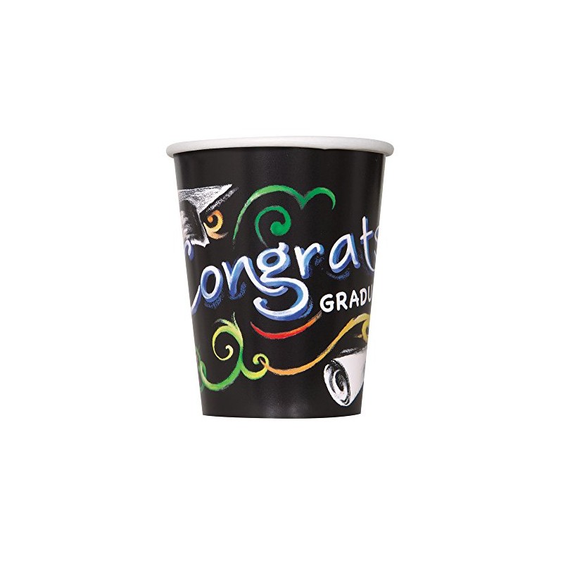 Unique Party 9oz Chalkboard Graduation Party Cups, 8ct