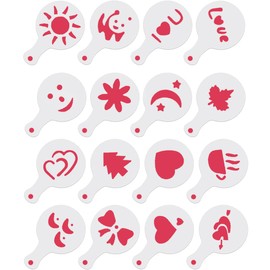 16Pcs Christmas Stencils For Crafts Reusable Coffee Stencils for Latte Art Coffee Decorating Kit Barista Tools Latte Stencils Kit - Reusable Christmas Cookie Decorating Kit - Cookie Stencils for Cakes