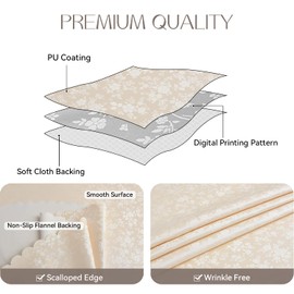 Romanstile Rectangle Vinyl Tablecloth,100% Waterproof Heavy Duty Oil Spill Proof Stain Resistant Plastic PU Table Cover with Flannel Backing for Kitchen & Dining (Rose Beige, 60 x 144)