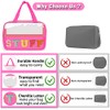 Bolsa de maquillaje transparente con letras de chenilla, bolsa de