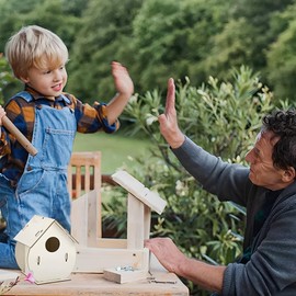 JIAMIAN 4PCS DIY Bird House Kit, Children's Assembled Bird Nest, DIY Bird House Kit for Painting Bird Houses, Wooden Bird House Kit, Bird House Graffiti Painting Set, Craft Gifts for Girls and Boys