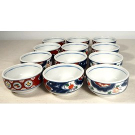 Set of 12 Japanese Made Round Ceramic Bowls Condiment, Sauce, Dipping, Nuts