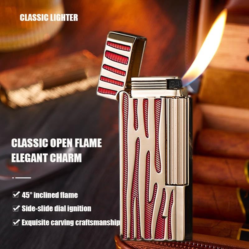 Classic Narrow Butane Lighter Metal Side Slide Lgnition Refillable Soft