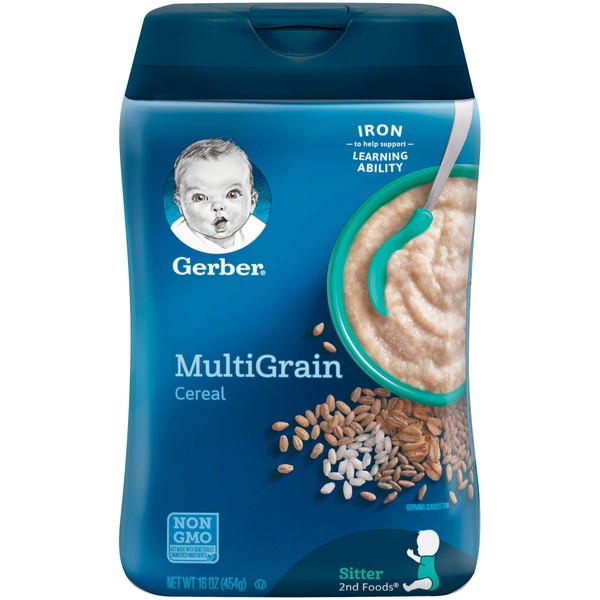 Gerber Baby Cereal 2nd Foods, Grain & Grow, Multigrain, 16 Ounce (Pack of 6)