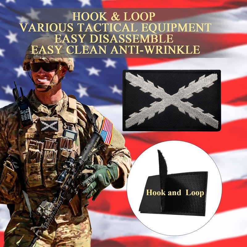 2PCS Spain Burgundy Cross Flag Patch Embroidered Morale Patch Military
