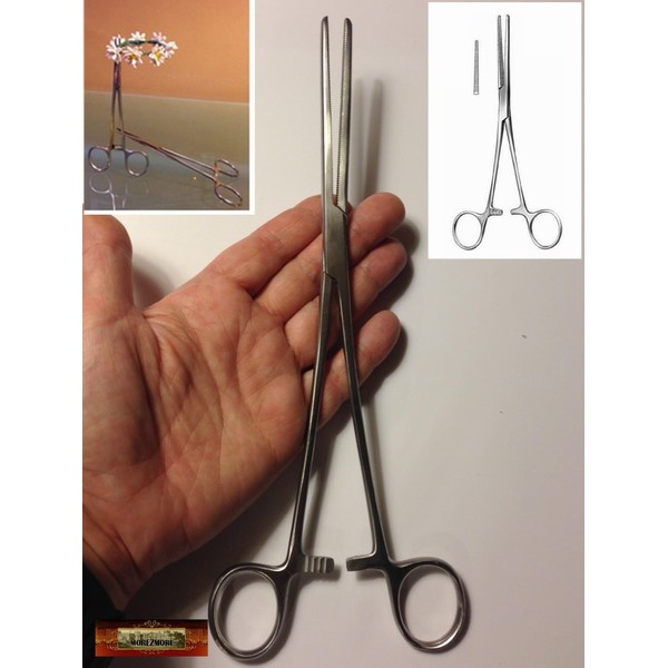 M00970 MOREZMORE 1pc Straight Forceps Hemostat Locking Serrated Tool 10"