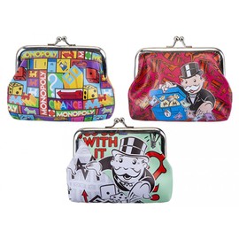 Assorted Design Multicolor Monopoly Classic Clasp Coin Purse - 12.5cm x 10cm, 1 Piece (3 Assorted Designs) - Premium Collector's Accessory