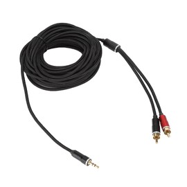 3.5MM to 2RCA Component ABS Cord AV Cable Audio Video Cord for Tablet Laptop Amplifier TV 10m