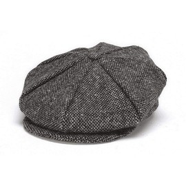 Hanna Hats Traditional Irish Tweed Eight Piece Cap. Unisex Newsboy Cap. Button Crown & Taffeta Lining. 100% Made in Ireland., Granite Grey Salt & Pepper, Medium