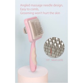 IOO Grooming Brush For Cat And Dog, Self Cleaning Slicker Brushes For Pet， Pet Grooming Brush Can Gently Removes Loose Undercoat, Mats Tangled Hair Slicker Brush for Pet Massage Cleaning (pink)