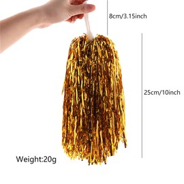 12 PCS Cheerleading Squad Spirited Fun Poms Pompoms Cheer Costume Accessory for Party Dance Sports, Adopt Metal Embossing Process, Football Basketball Game Sports Meeting to Boost Morale Celebrate