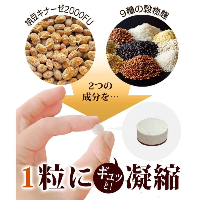 納豆キナーゼ2000FU 30粒 約1ヶ月分 ナットウ麹粒 +9種麹菌 ナットウキナーゼ2000FU+厳選9種穀物麹 白米 黒米 赤米 もちきび