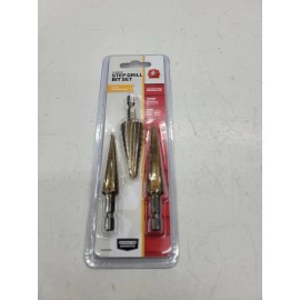 Unbranded Drill Bit Set 3 Piece Step Quick Change Steel Titanium Brand New A9