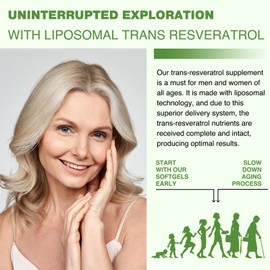 1200mg Liposomal Trans-Resveratrol, 98% Pure Formula, Trans Resveratrol Supplement, 60 Softgels for Heart, Skin, and Anti-Aging Antioxidant, Better Absorption