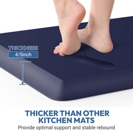 4/5 Inch Thick Kitchen Mat - Cushioned Anti Fatigue Mats for Kitchen Floor - Easy to Clean, Waterproof, Non-Slip Kitchen Rug for Sink, Office, Kitchen (17''x24'' Blue)
