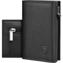TEEHON Small and Compact - RFID Slim Wallet for Men - Coin Pocket and Magnetic Closure - Black, black, S, Minimalist