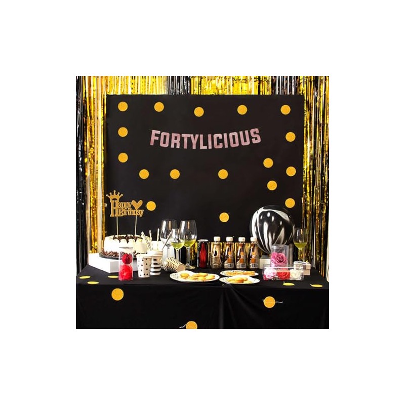 Fortylicious Rose Gold Glitter Banner - Happy 40th Birthday Party