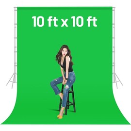 Green Screen Backdrop Background,10 X 10 FT Large Photography Backdrop Photo Background Screen for Streaming Zoom Photo Muslin Green Curtain Video Recording Greenscreen Picture Photoshoot - Color: Green, Size: 10*7