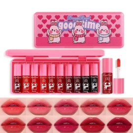 Eakroo 10 Colors Lip Tint Stain Set, Korean Lip Gloss Watery Lip Stain Moisturizing Min