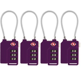 TSA Lock Security 3 Digit Combination Suitcase Luggage Bag Code Lock Padlock (Purple-4-Pack)