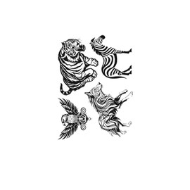 kobench Temporary Tattoos,Tiger, Eagle, Zebra, Wolf - K31 Design,Waterproof,Easy-to-Apply,Long Lasting 1-2 Weeks, Plant-Based,Eagle Tattoos