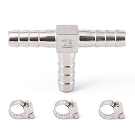 Metaland Stainless Steel 5/8" Hose Barb Tee 3 Way T Shaped Co2 Splitter