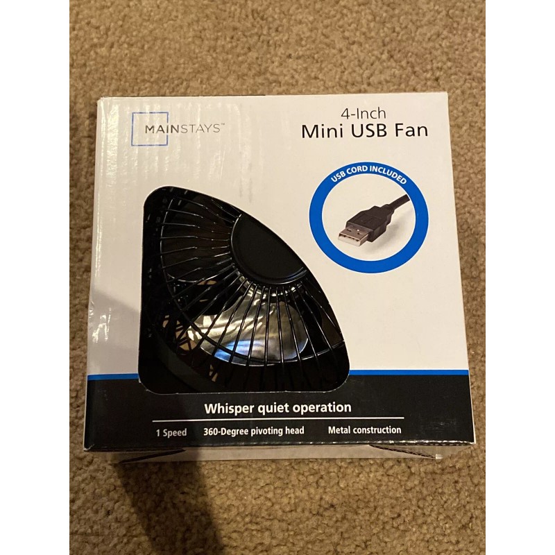 Mainstays 4 Inch Metal USB Table Desk Fan Black Pivoting