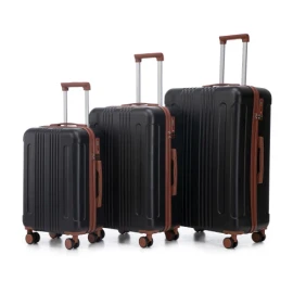 20 24 28 3-Pcs ABS Spinner Wheel Luggage Set Luxury Carry-On Suitcase with TSA Combination Lock Lightweight Matching Color FCJcolor: Black Brown