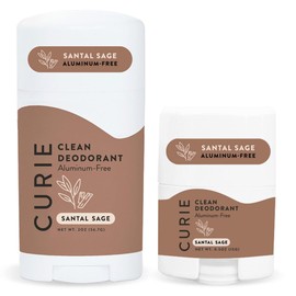 Curie Curie Natural Deodorant for Women - Santal Sage Stick + Travel Size Deodorant - Aluminum Free, Clean, Sustainable, Vegan, Paraben Free (2pk)