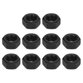 sourcing map 7/16-20 Hex Nuts, Carbon Steel Grade 8.8 Black Oxide Hexagon Nut for Screw Bolt, 10 of Pack